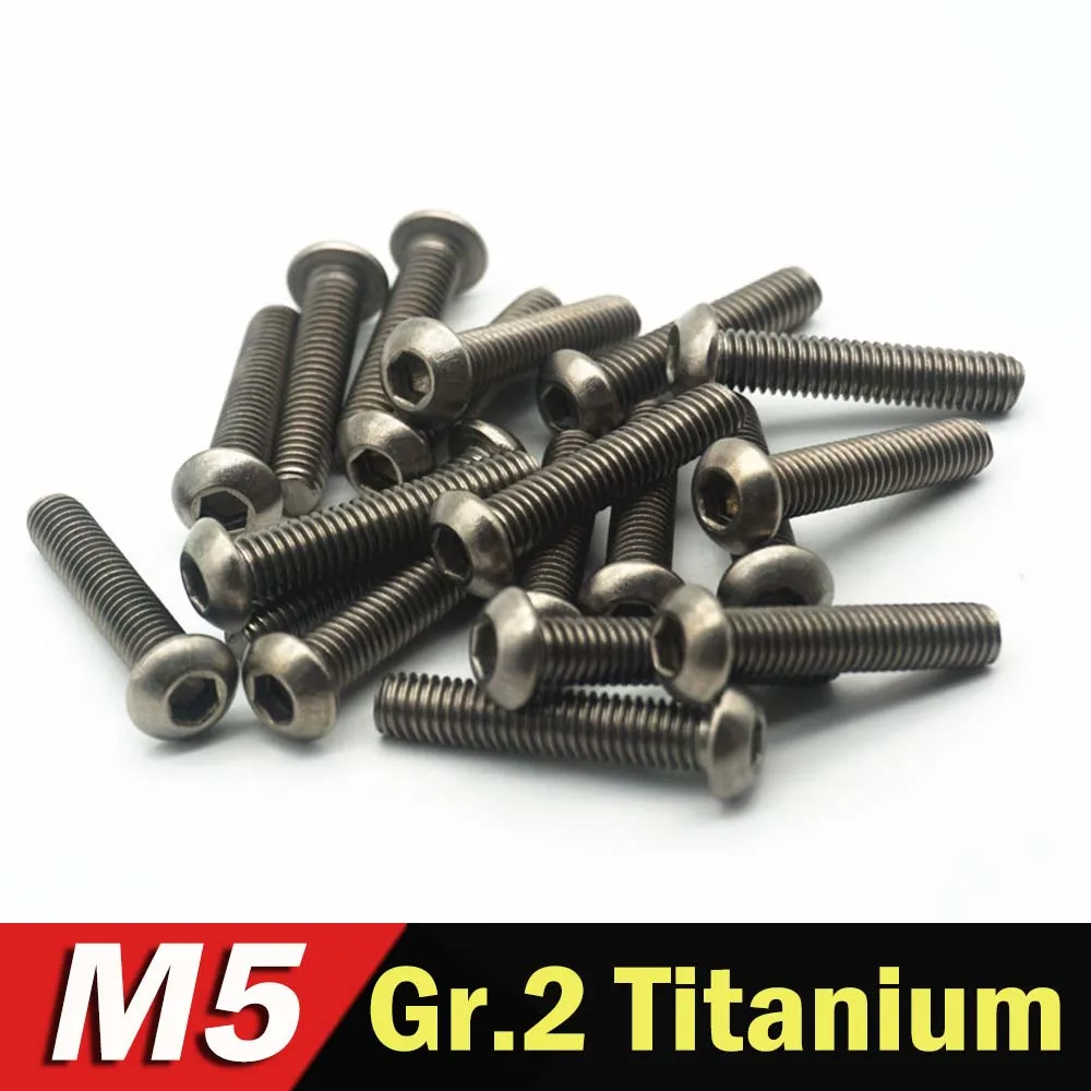 

20pcs Pure Titanium Bolt Truss Head GR2 M5 M6 Allen Drive Mushroom Hexagon Hex Socket Button Head Titanium Screw Ti Bolts