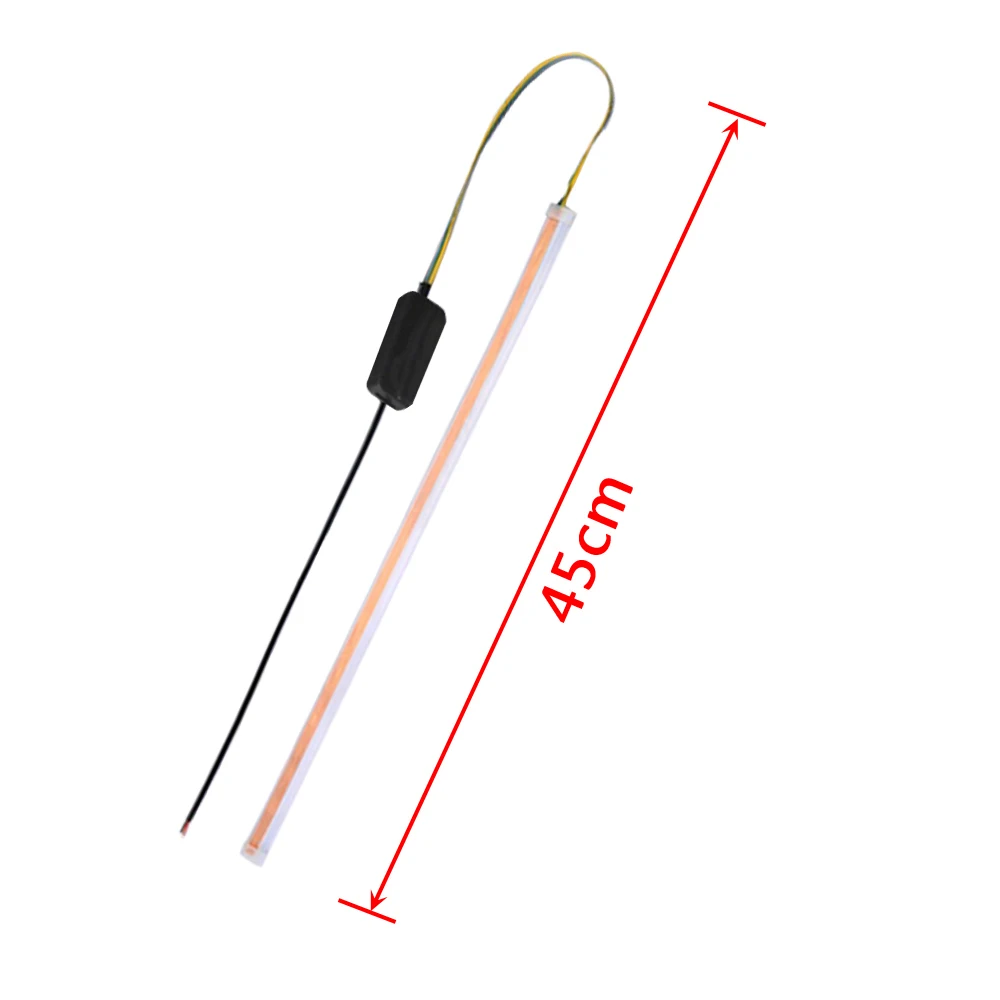 2pcs 45cm Ultra Thin Car Tube Flexible Soft LED Strip White Daytime Running Light Yellow Turn Signal Lamps 12V DC 20W