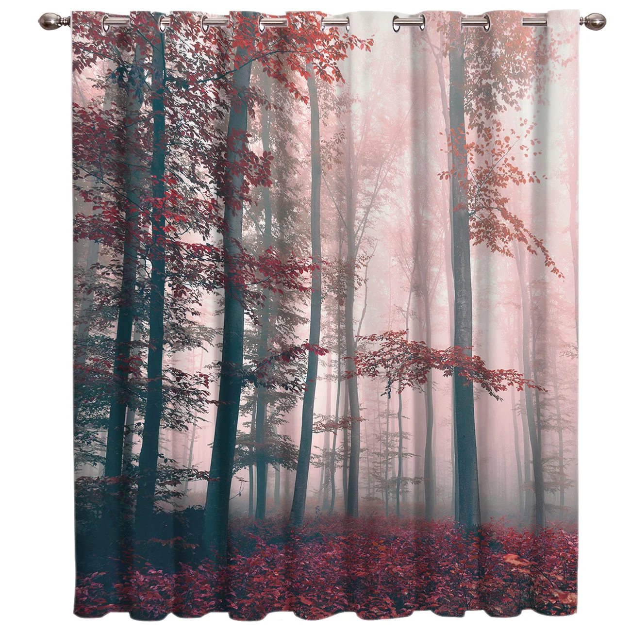 

Red Mysterious Maple Leaves Forest Window Treatments Curtains Valance Window Curtains Curtain Lights Living Room Bathroom Kids