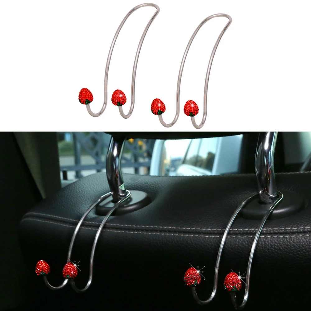 2 Pack Durable Diamond Strong Backseat Storage Hooks Car Hangers Seat Back Organizers Headrest Bag Rack