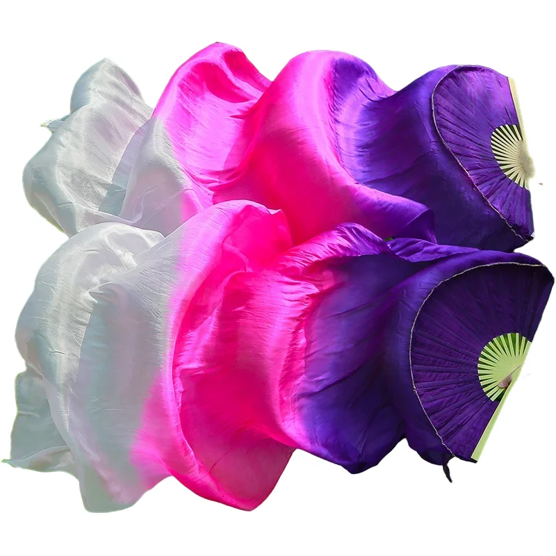 Women Belly Dance Silk Bamboo Long Fan Veils Props Belly Dance Worship Praise Pastel Colors  Flag Streamer Adults 180cm Autumn