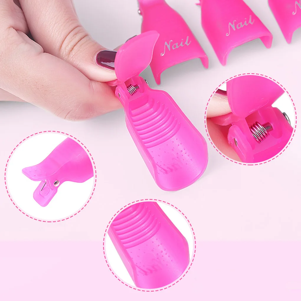 Acrílico unha polonês removedor, unha polonês removedor, manicure acessórios, cor-de-rosa, 10pcs