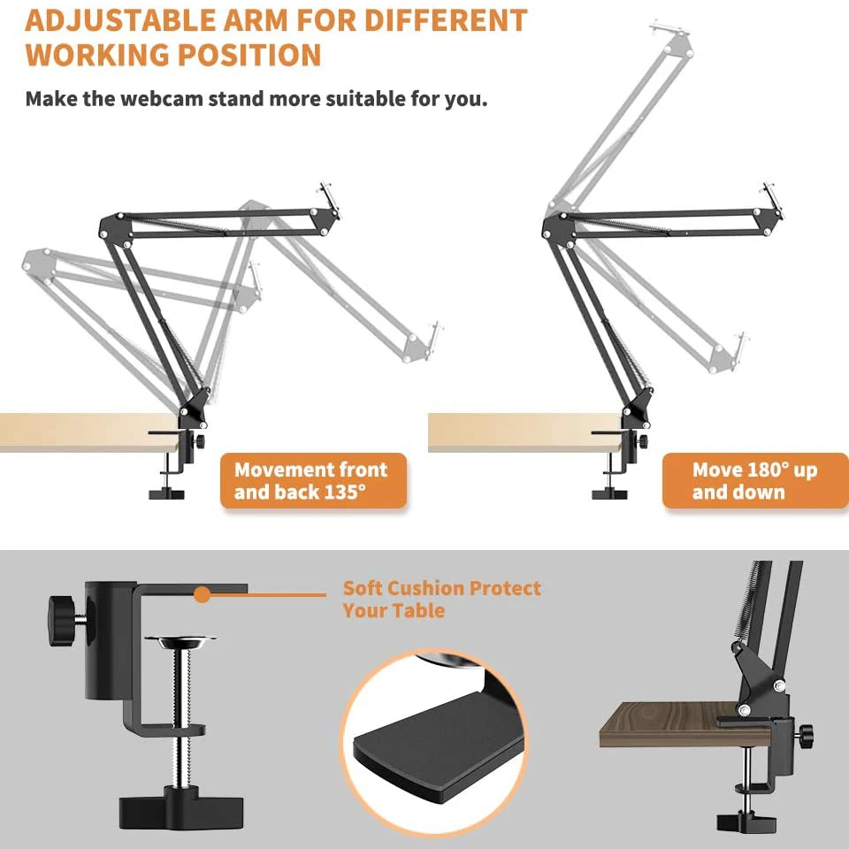 Photographic Lighting Long Arm With 1/4 Screw Folding Arm Fill Light Stand Adjustable Suit For Ringlight Ring Lamp Light NB35