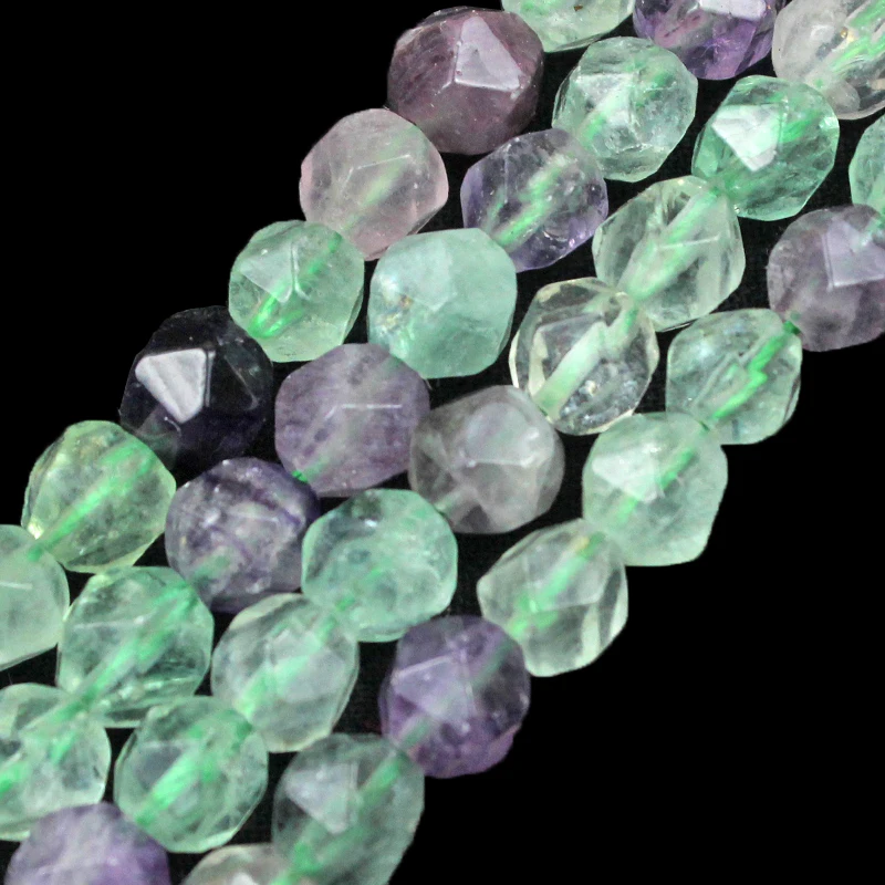 Wholesale Natural  Stone  Faceted Green Purple Fluorite Round Loose Beads Strand 6/8/10mm For Jewelry Making DIY Bracelet 15\