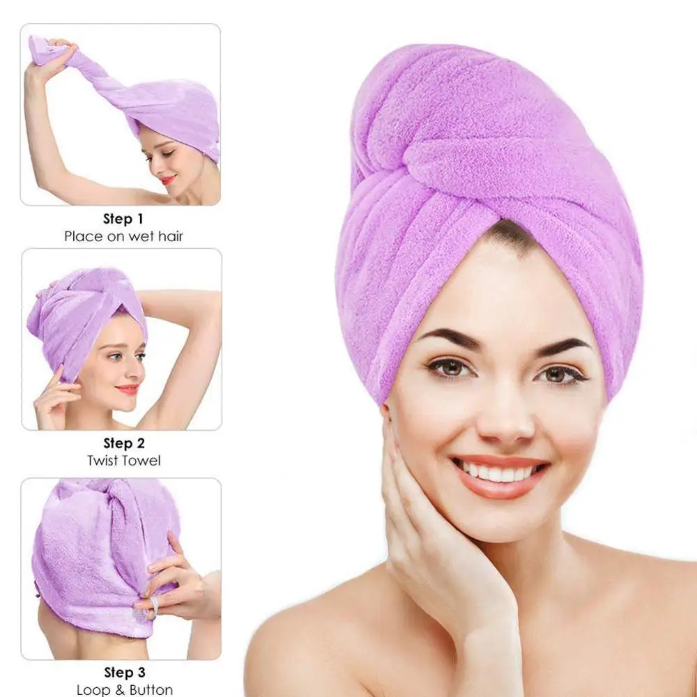 Konco Microfiber Towel Fast Hair Drying Towels Bath Wrap Hat Quick Cap Turban Dry Quick Drying Lady Household Bath Tool