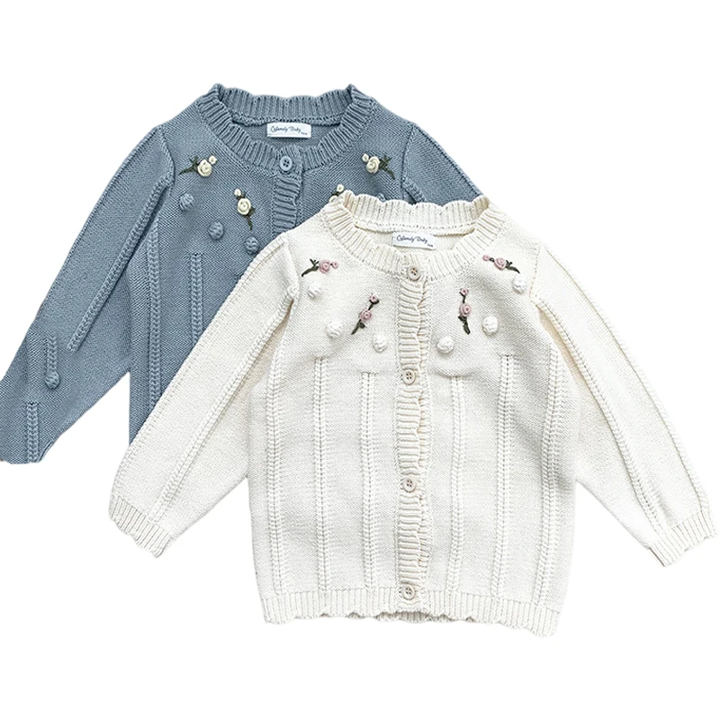 Girls Cardigan Girls Autumn Winter Sweaters 2021 Baby Sweater Fashion Petals Collar Knitted Cardigan Jacket Baby Sweater Coat