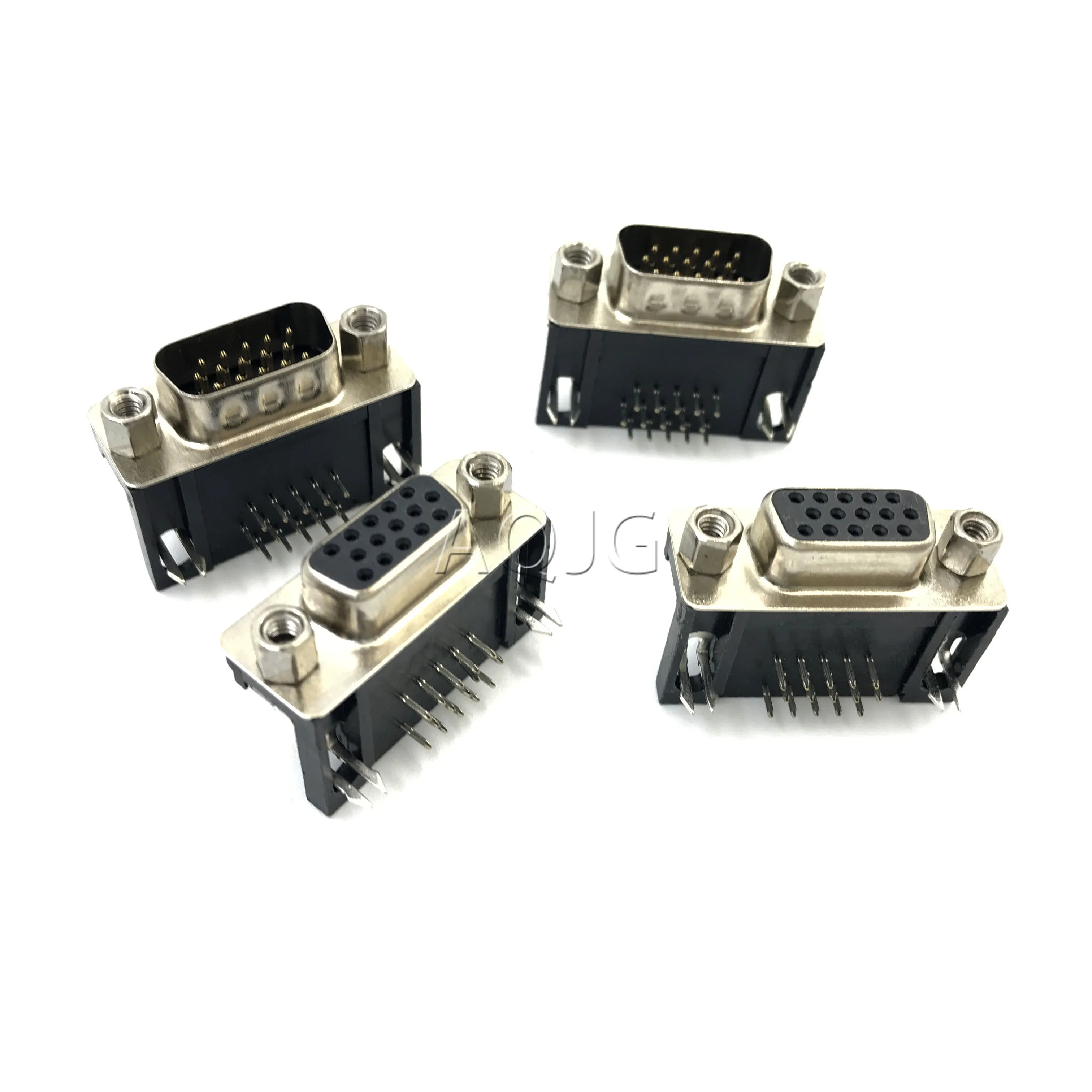 10PCS DB15 DR15 3Rows Parallel Port 15 Pin D Sub Female Male 15 Way PCB 90 Degree Connector DB15 Socket Plug VGA Adapter