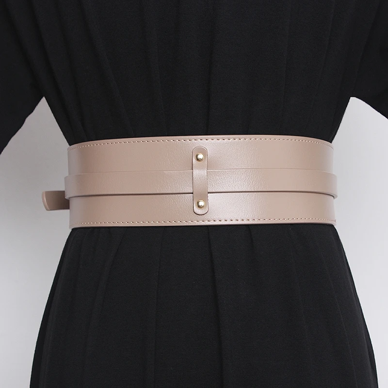 Newest Wide Slim Corset Knotted Belt Luxury Faux Leather Waistbands Skirt Gold Metal Pin Buckle Waist Strap Girl Party Sweater