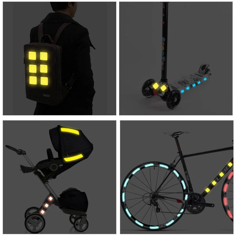 5 unids/lote pegatinas reflectantes para bicicleta cinta adhesiva para seguridad en bicicleta blanco rojo amarillo azul pegatinas para bicicleta accesorios para bicicleta