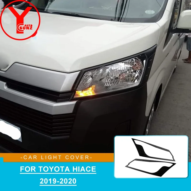 

YCSUNZ black headlight lamp cover For toyota hiace van Commuter Quantum 2019 2020 accessories ABS car auto exterior parts