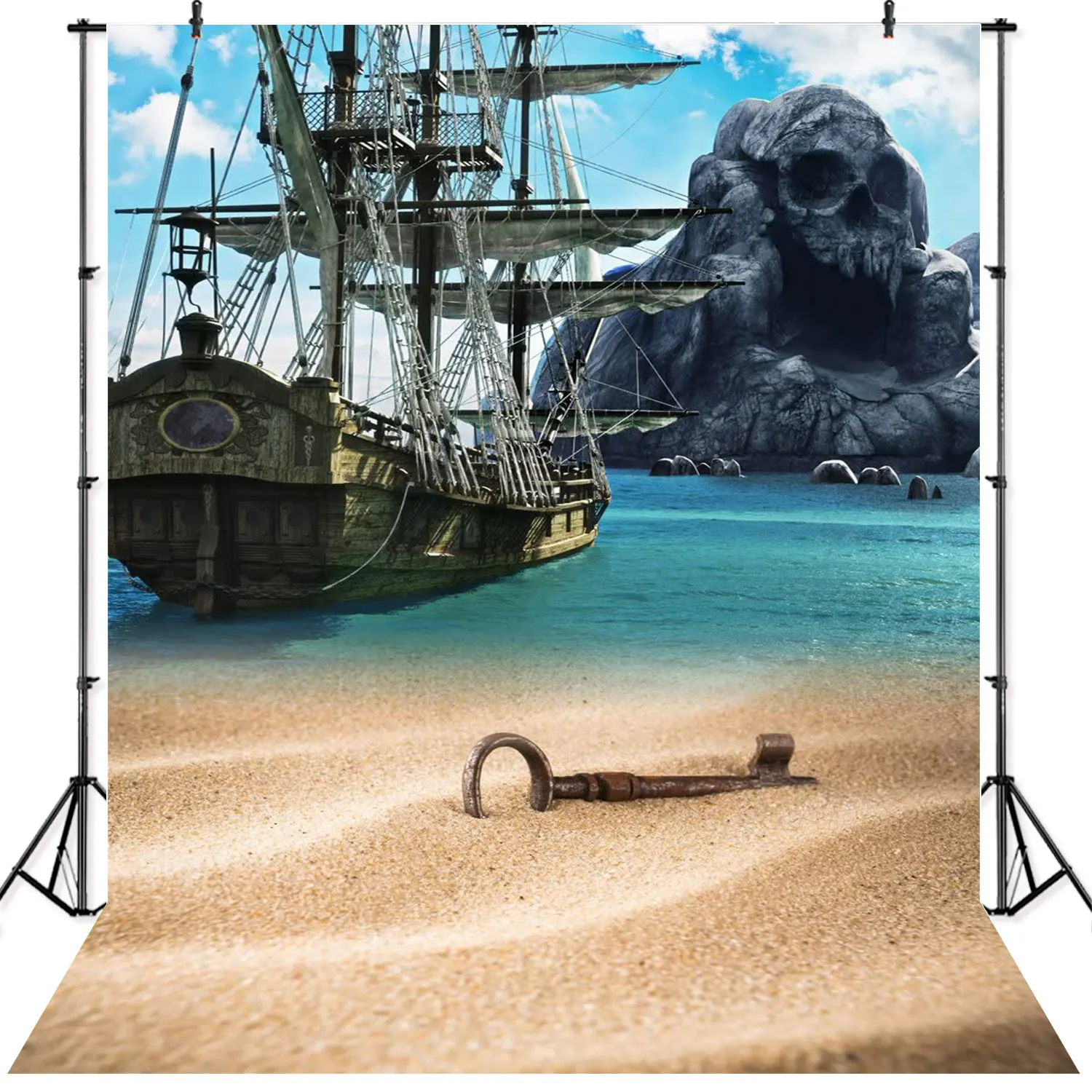 NeoBack Cosplay Party Spanish Pirate Jack Ship Sandy Sea View Beach Photo Backdrop Vinyl Photography Background Props Photocall