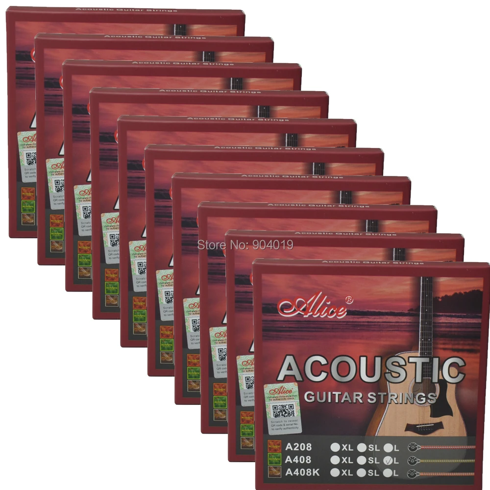 

10Sets Alice Acoustic Guitar Strings Coated Copper Alloy 6 Strings Set A408L 012 A408SL 011