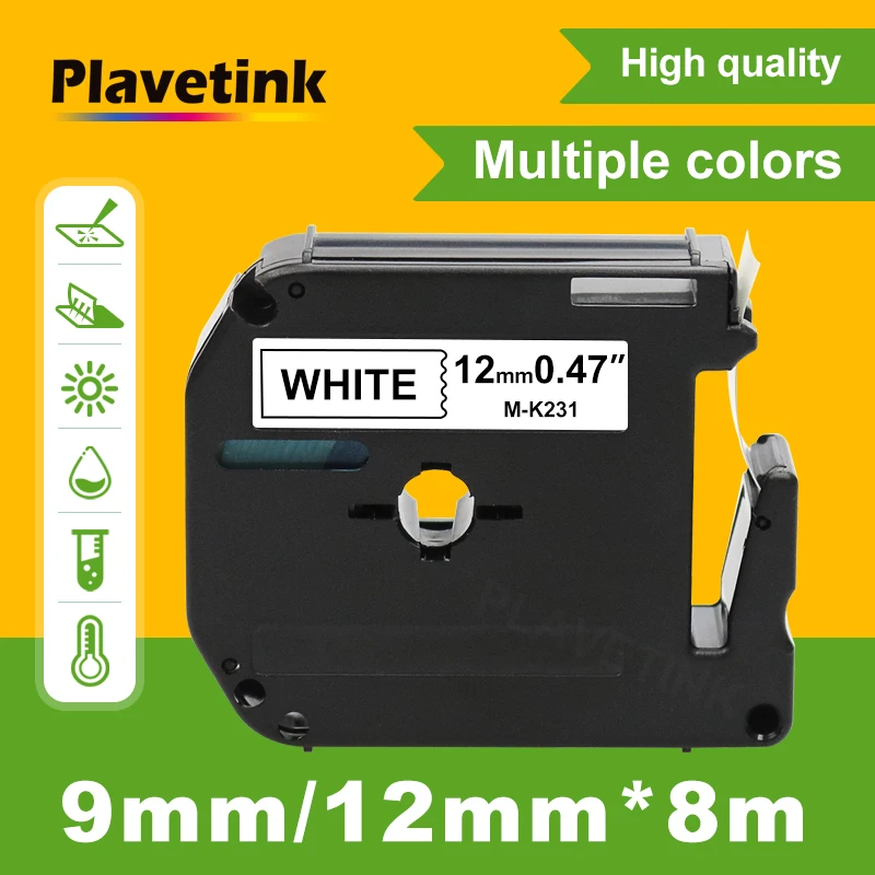 Plavetink 9/12mm M Tape MK231 MK221 Compatible for Brother 231 M-K231 MK131 MK 221 Label for Brother P-touch PT-70 PT-80 Label