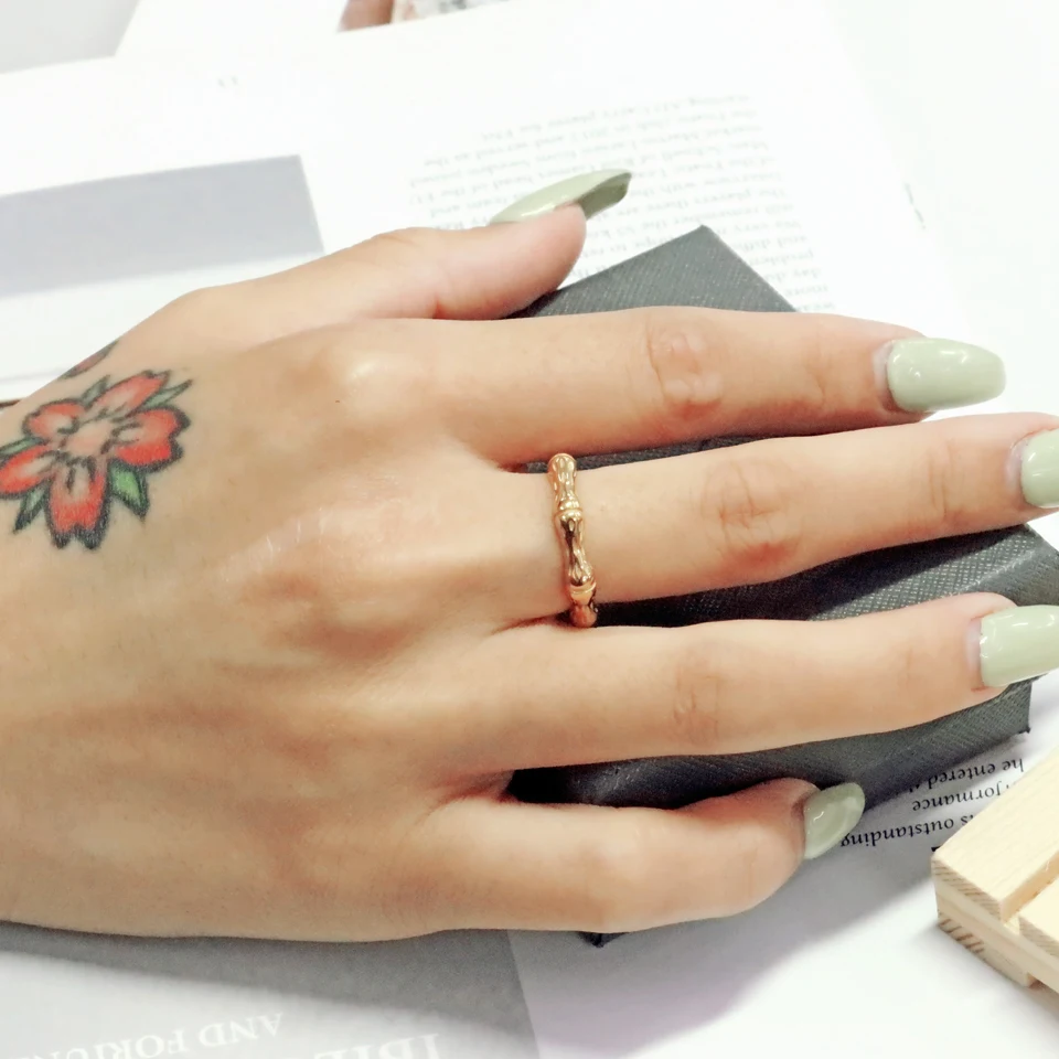 High Quality 2022 Stainless Steel Ring Minimalist Gold Bamboo Joint Metal Finger Ring Bagues Pour Femme Accessories Office Gift