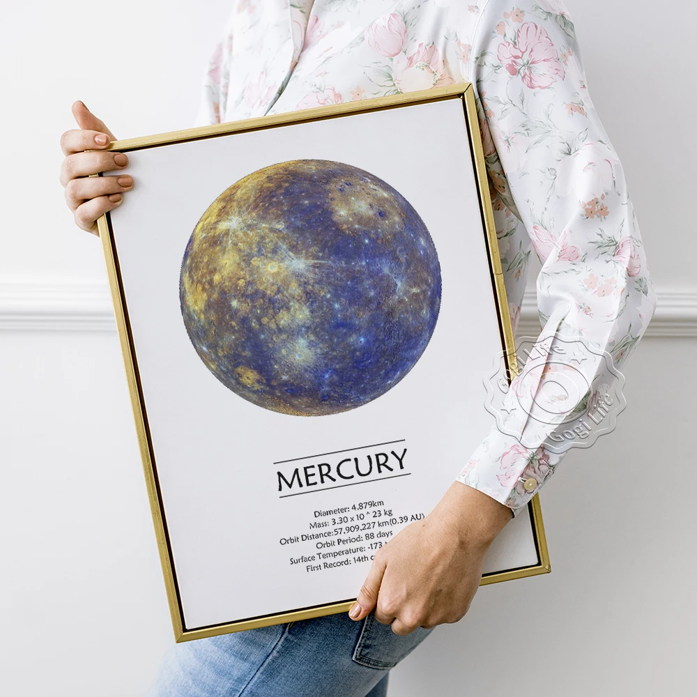 Mercury Space Poster, Galaxy Mercury Prints Poster, Universe Planet Print Art, Home Decor Kids Room, Gift, Expedition Wall Art