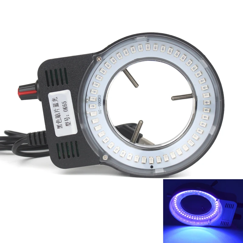 Blue light source LED Adjustable Ring Light Illuminator Lamp for Stereo Zoom Microscope Adjustable 0 - 100% with Power Adapter