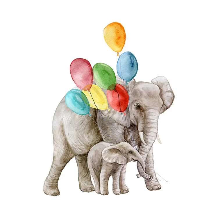 Cartoon Ballon-Elefant Wandaufkleber Kinderzimmer Schlafzimmer Hintergrund Heimdekoration Kunst-Aufkleber Tier-Kinderzimmer Tapete – Detail 7