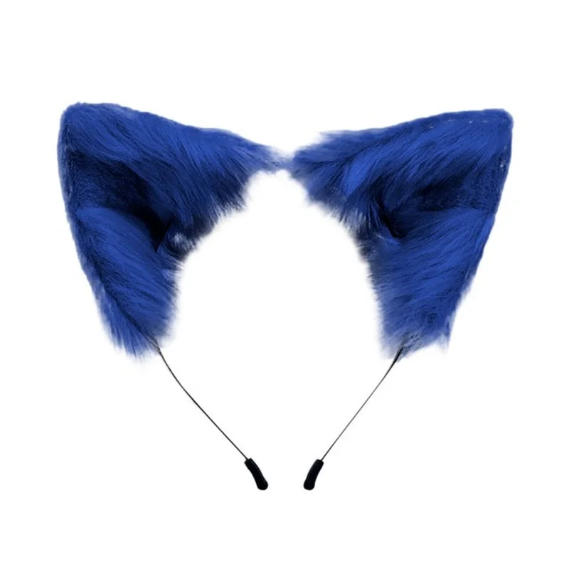 Kawaii Plush สีชมพูแมวหู Headband ที่สมจริง Furry Fluffy สัตว์ Hairband Lolita Cosplay Anime Fox เครื่องแต่งกายอุปกรณ์เสริมผม