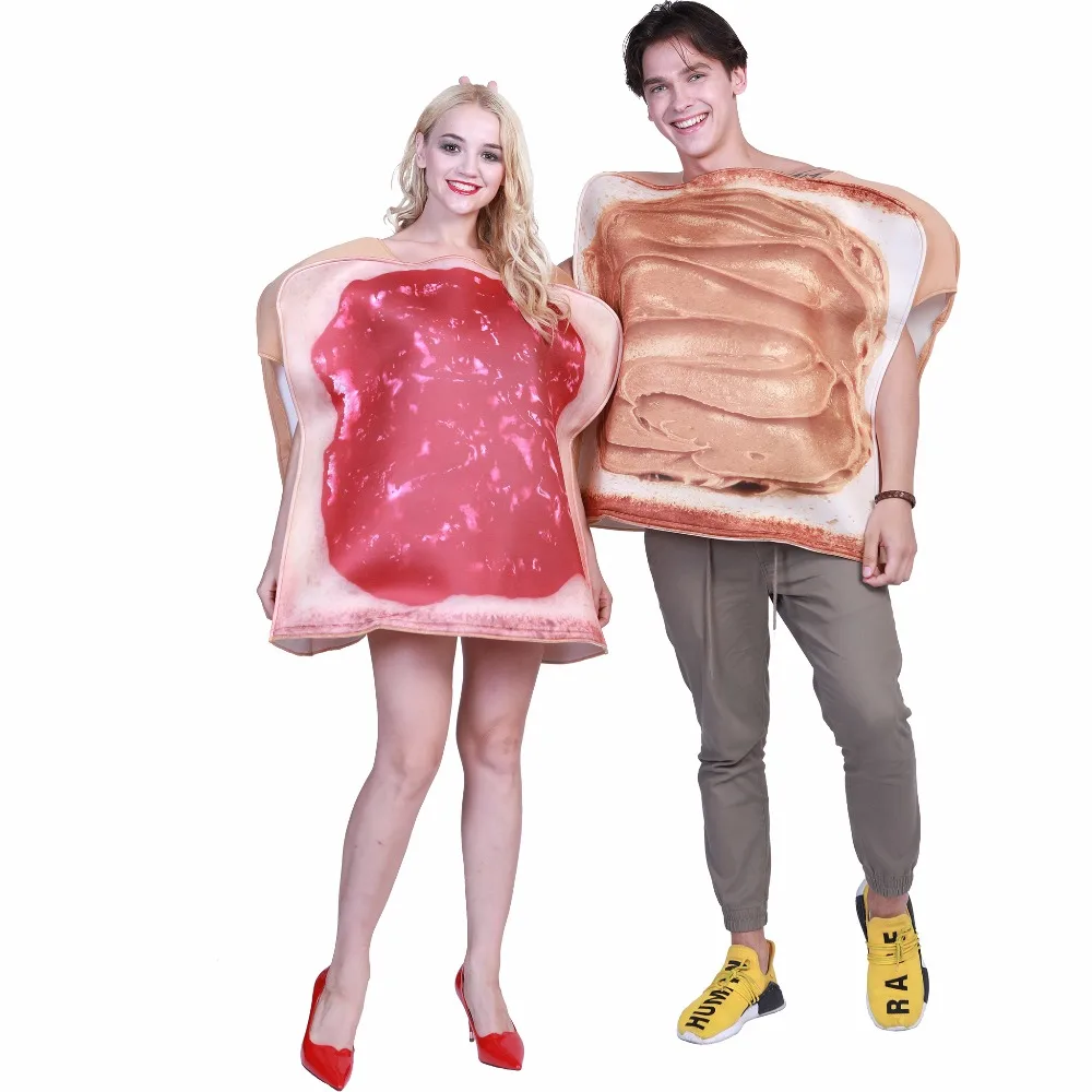 Adult Funny Peanut Butter and Jelly Bread Costume Halloween Couples Food Cosplay Outfits Carnival Easter Purim Fancy Dress