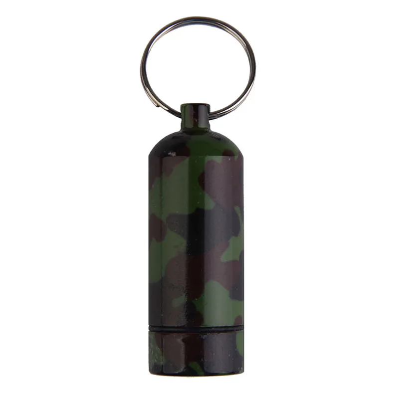 Drug organizer pillbox Camouflage Aluminum Alloy Pill case Travel First Aid Medicine Capsule tablet Container with Keychain