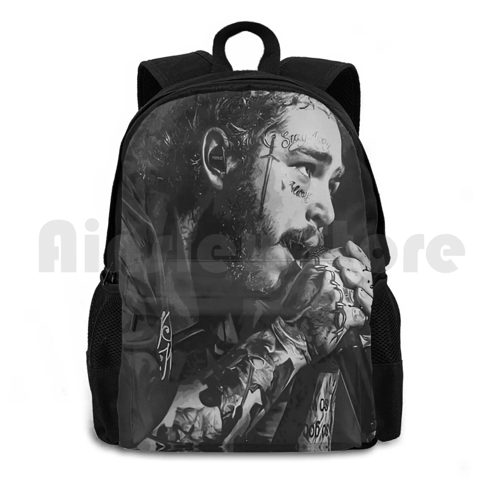 Scrimout Malone Looks Outdoor Hiking Backpack Waterproof Camping Travel Funny Hiphop Country Post Handsome Teen Music Young