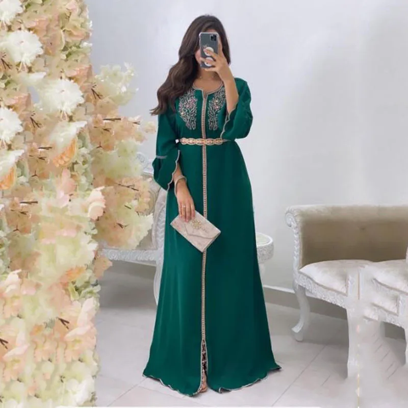 SoDigne Marokkanischen Kaftan Abendkleider Stickerei Appliques Lange Abendkleider Kleid Hülse Arabischen Muslimischen Party Prom Kleid Plus Größe