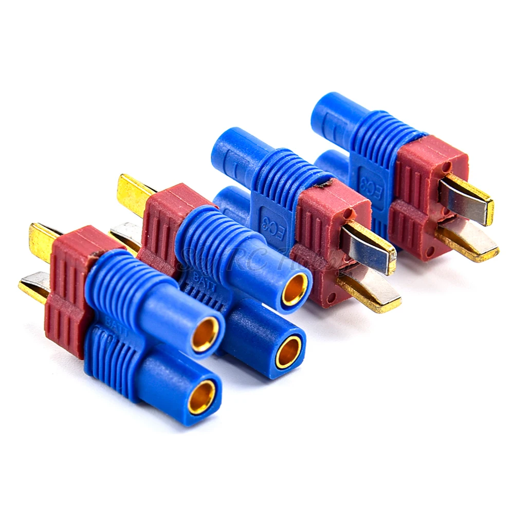 4PCS No Wires Anti-skidding T Plug Deans Style T-Plug Male To EC3 Female Connector Adapter