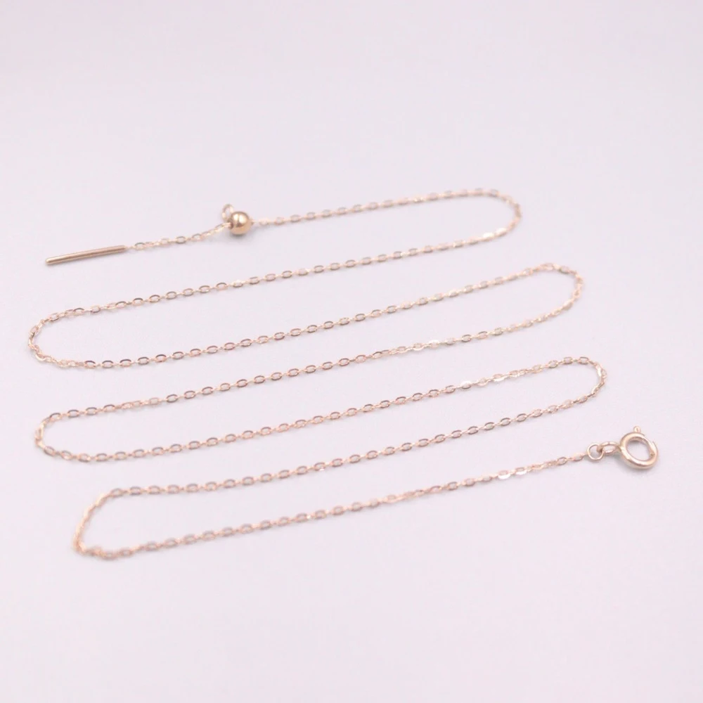 

AU750 Pure 18K Rose Gold Chain 0.9mm Wide Adjusting Needle O Link Necklace 1.1g / 19inch For Women Lucky Gift