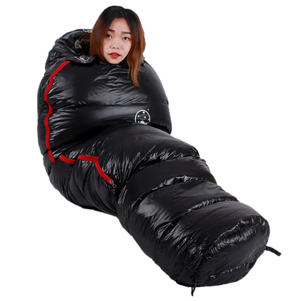 Saco de dormir estilo múmia para adultos, muito quente, ganso branco cheio, térmico, 4 tipos de espessura, viagem, acampamento, inverno