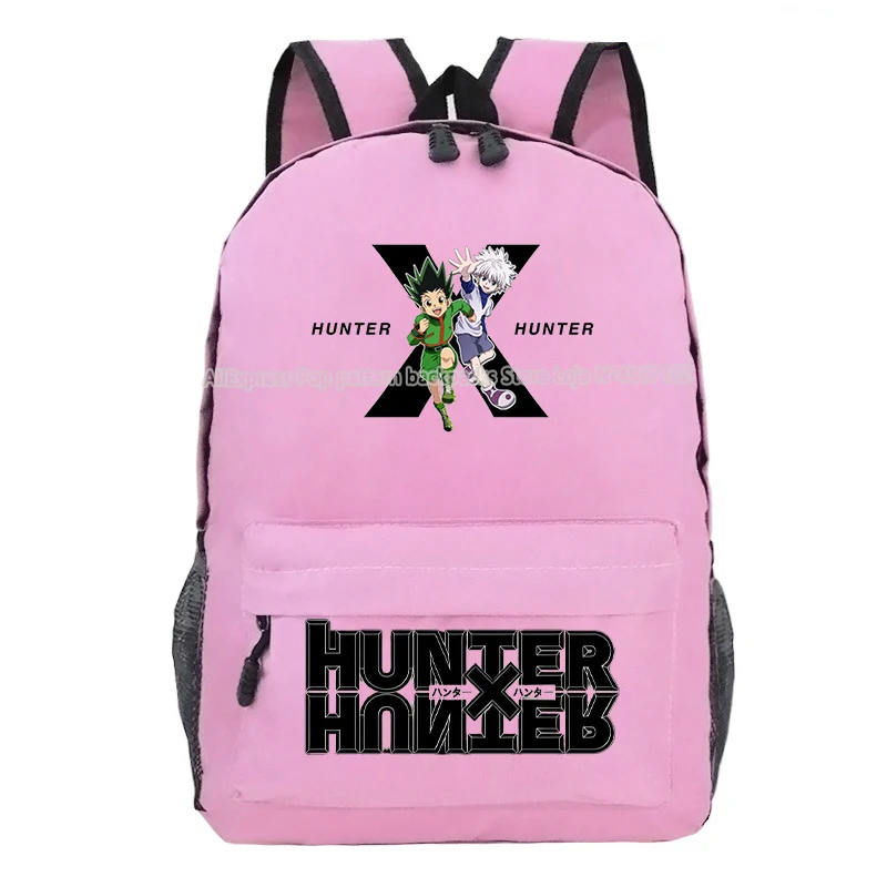 Hunter X Hunter-Mochila de lona informal para niños y niñas, morral escolar con estampado de dibujos animados de Anime para estudiantes