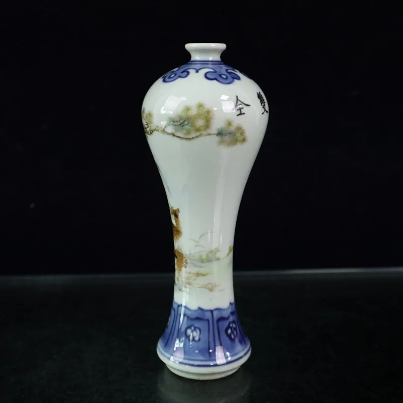 China Old Porcelain Plum Vase With Blue And White Color And Longevity Pattern