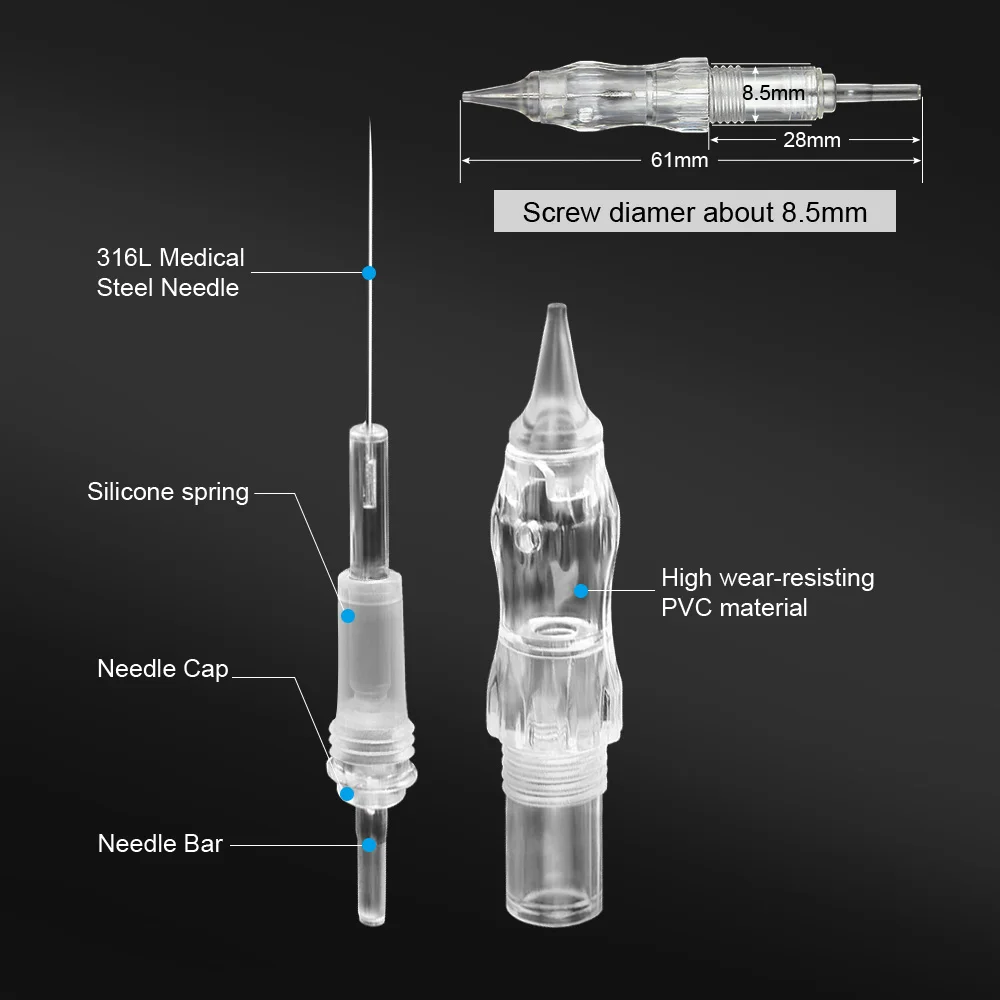 10pcs Permanent Makeup Cartridge Needle Disposable Semi-Permanent Eyebrow Lips Needles for Tattoo Machine Pen