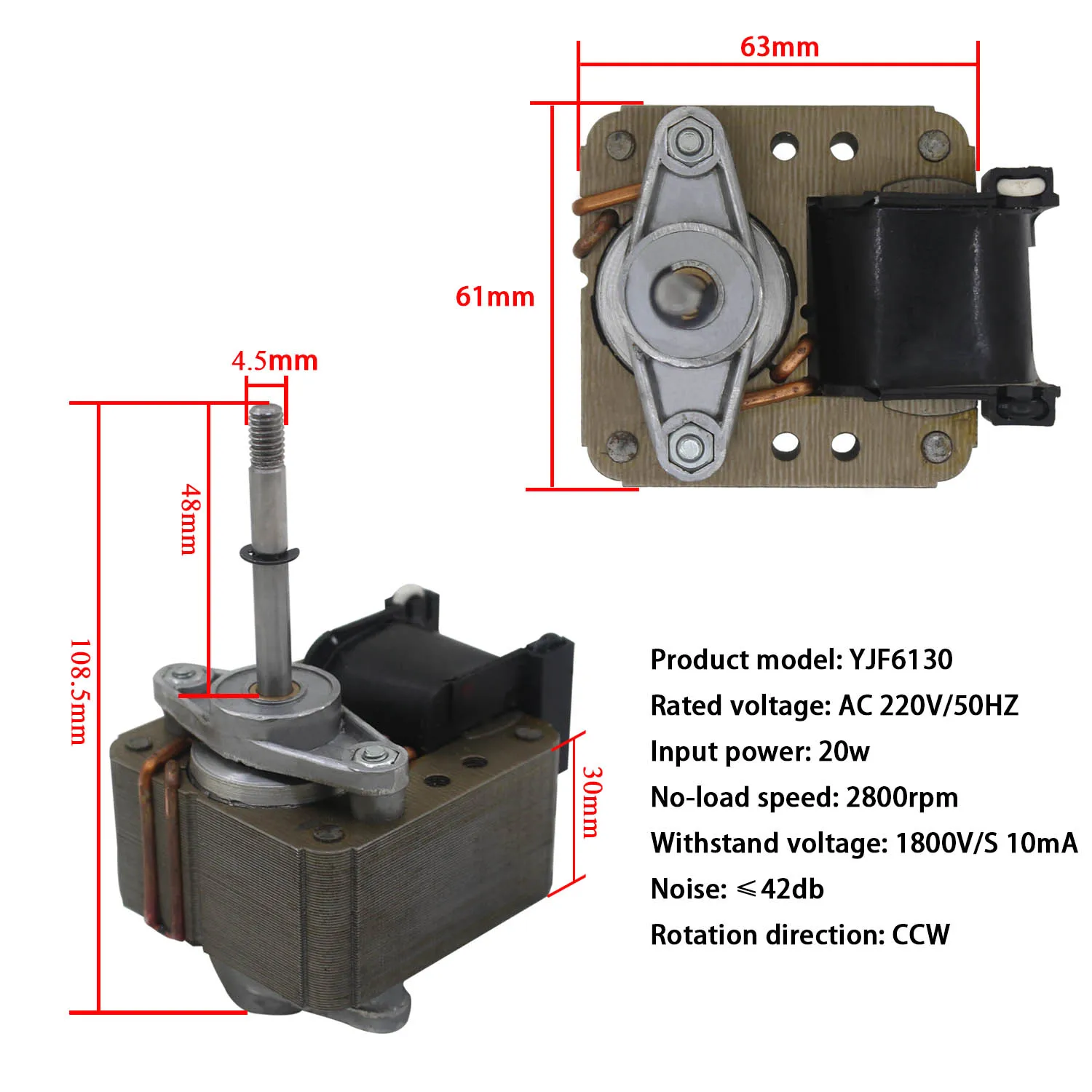 Imagem -02 - Motor 220v 2800 Rpm para o fã do Purificador do ar Motor Assíncrono da ca Estrutura do fã Bobina de Cobre Pura