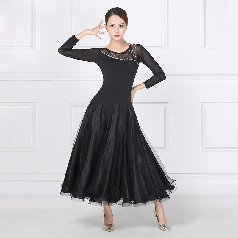 National Standard Dance Competition Clothing New Female Adult Temperament Diamond Dress Ballroom Waltz Modern Dancing Skirt