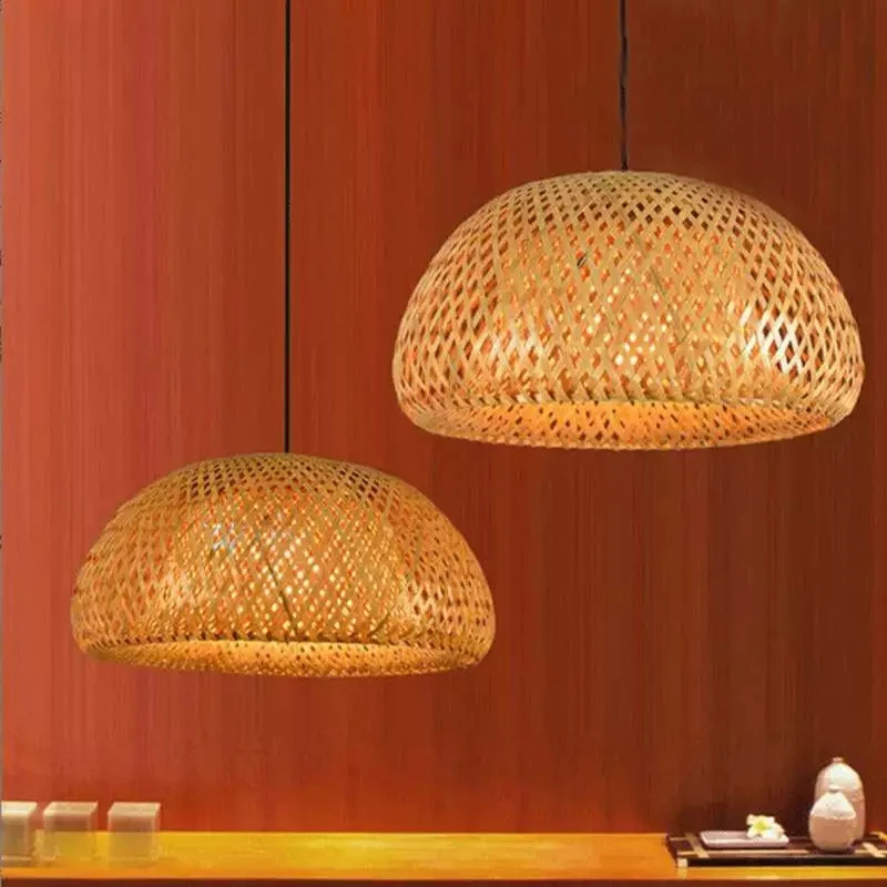 Imagem -03 - Japonês Feito à Mão de Bambu Estilo Lustre Criativo Lâmpada do Teto Decorativa Rattan Tecido Droplight Restaurante Lâmpada Pendurada