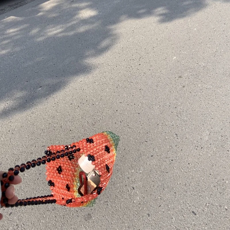 Imagem -06 - Bolsas e Bolsas Femininas Divertidas em Estampa de Melancia Mochila Artesanal com Contas Bolsa de Ombro Casual de Férias para Mulheres