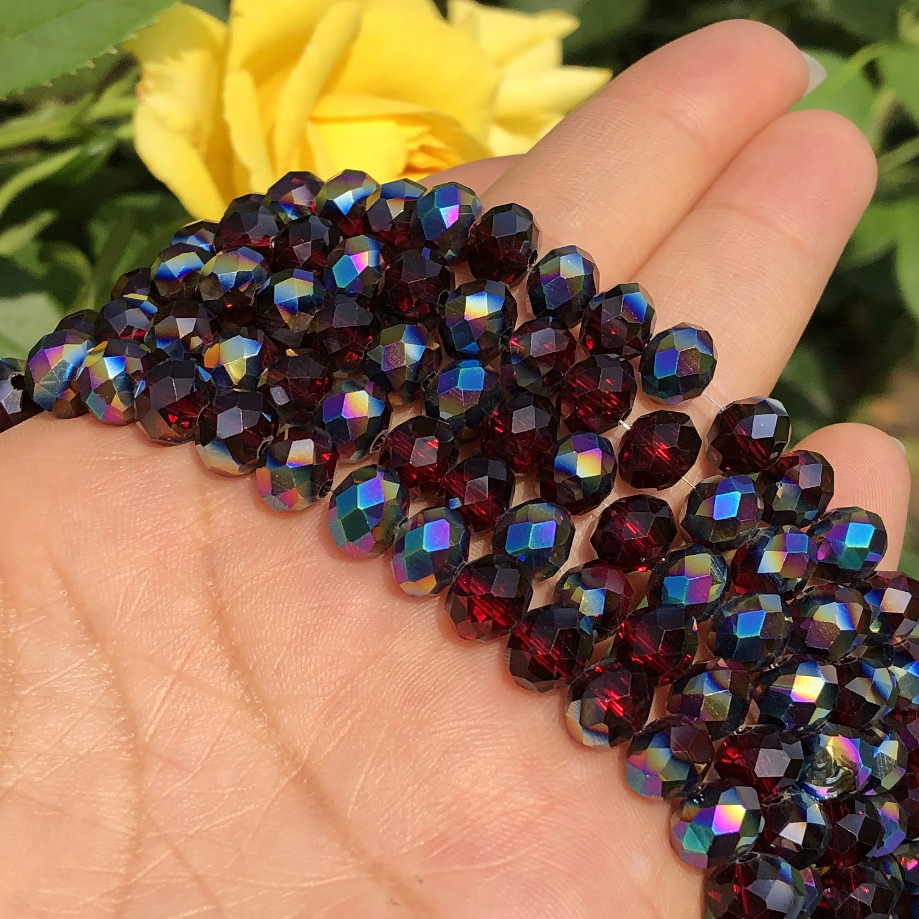 Faceted Rondelle Beads Red Blue Austrian Crystal Glass High Quality Loose Spacer Beads For Jewelry Making Diy Bracelet 4/6/8MM