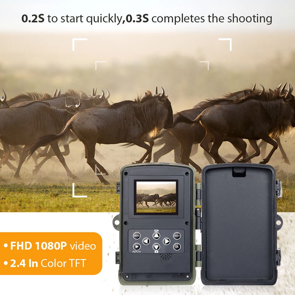 HC 801 Hunting Trail Camera Night Version 16MP 1080P Wildlife Photo Traps 0.3s Trigger Hunt  Infrared Camera Video Surveillance