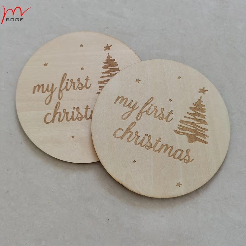 set of 20 pieces  wood card My First Christmas Sign Baby's First Christmas Plaque Markers