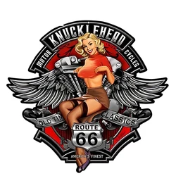 Funny 13cm X12.1cm 3D Sexy Girl Knucklehead Motorcycles RT66 Pin Up Girl Waterproof Car Window Bumper Accessories Car Sticker