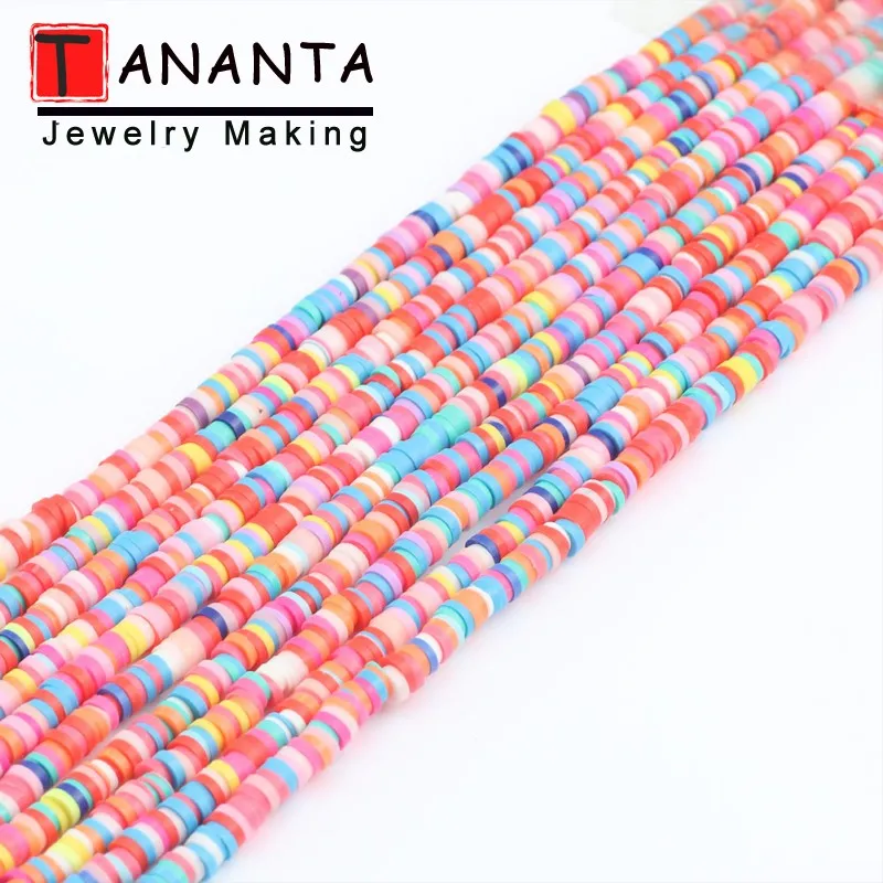 Flat Round 4/6mm Polymer Clay Chip Disk Loose Spacer Slices Beads for DIY Necklace Boho Bracelet Jewelry Findings Making 15inch image 4