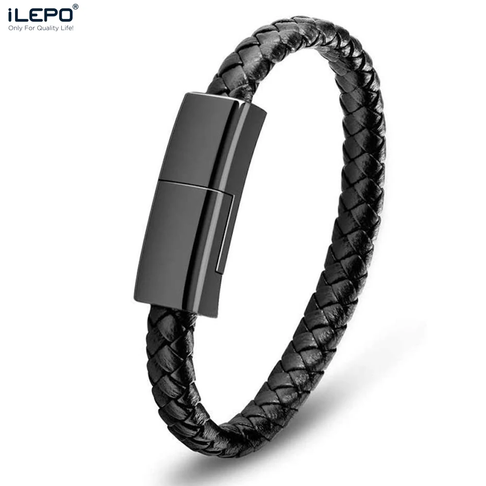ILEPO Armband USB Ladekabel Outdoor Tragbare Leder Mini Micro USB C Ladegerät Datenkabel Für iPhone Samsung HUAWEI Xiaomi