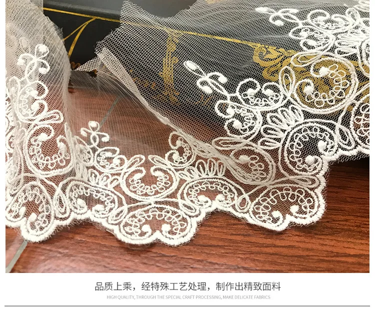 1Yard Soft Ivory Tulle Mesh Ivory Fabric Venise Lace Trim Embroidery Sewing Crafts Doll Material Lace Edge Skirt 10cm