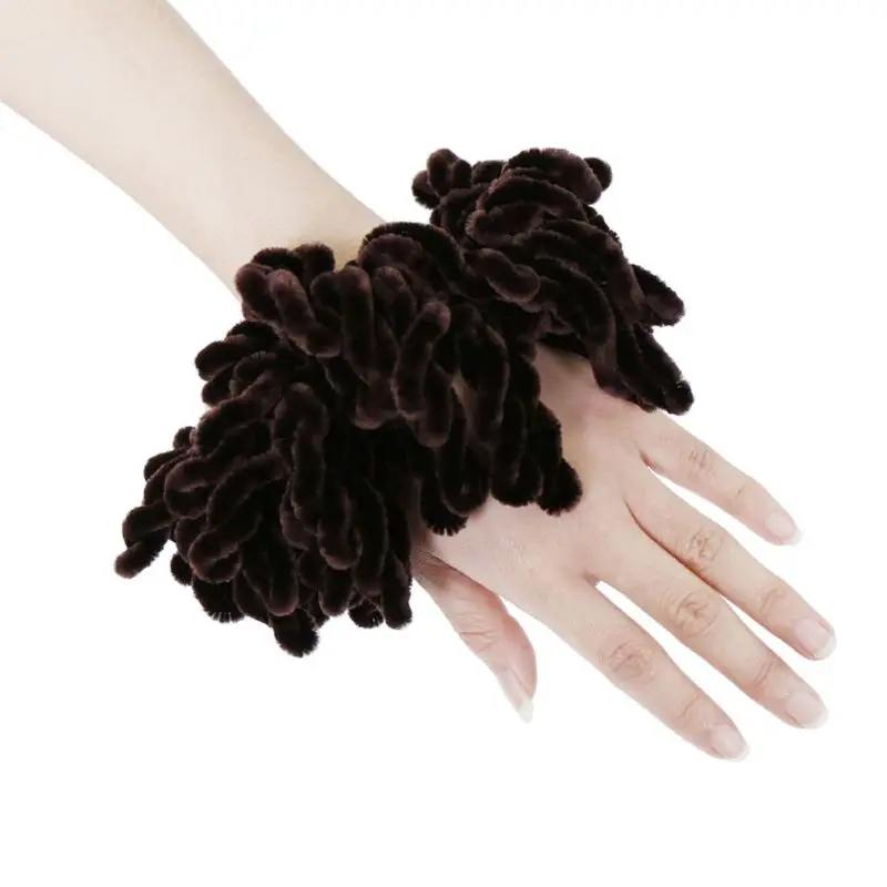 Muslim Women Fluffy Velvet Hijab Scrunchies Solid Color Plain Big Hair Ring Tie Bun Clip Flexible Rubber Band Headwear