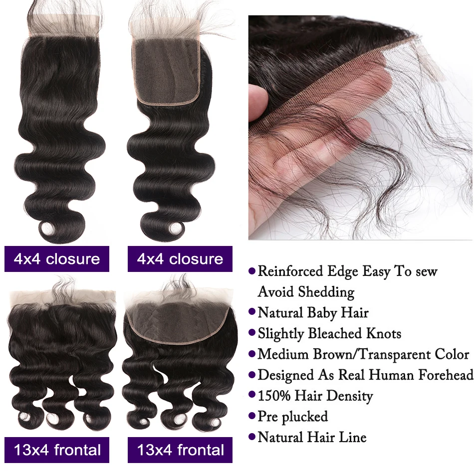 Laritaiya Indian Body Wave Bundles With Frontal 100% Human Hair Body Wave Bundles With Closure Lace Frontal With Bundles