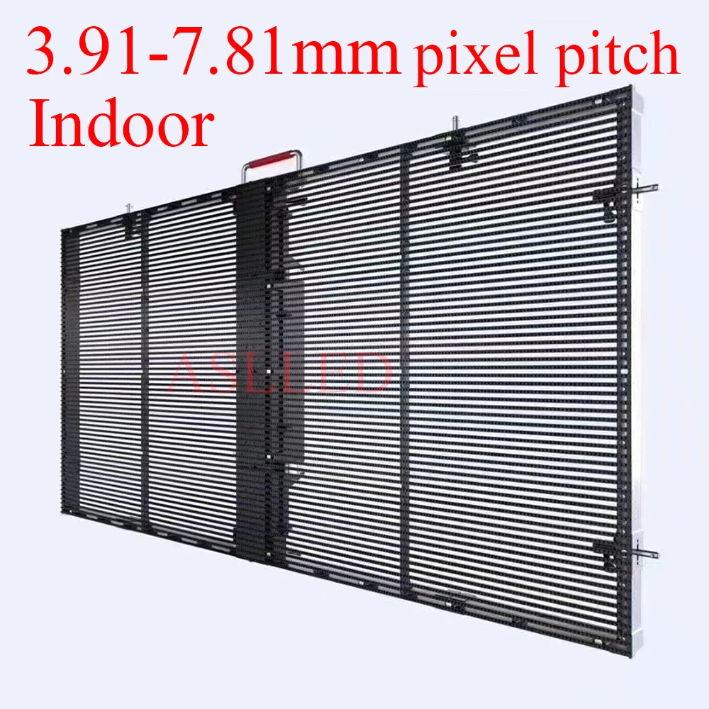 Indoor Full-Color LED Transparent Screen 1000*500mm Size Panel P3.91-7.81 Glass Showcase LED Grille Screen Shenzhen Factory