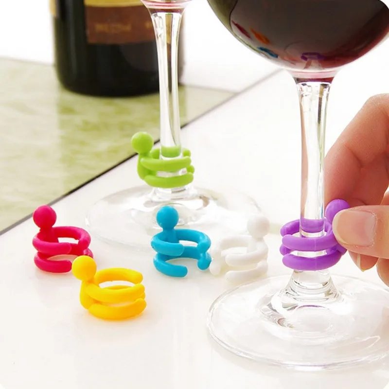 Silicone Wine Charm and Bottle Stopper Small Drunkard Party Glass Mark Wrong Cup Friends Holiday Birthday