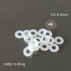 Silicone Rubber O Ring Seal Thickness 0.5mm Food Grade VMQ  Gaskets OD1.5/2/2.5/3/4 O-Ring Washer Nature Color White