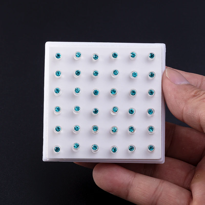 36pcs Colorful Stud Earings Set Prevent Allergy Cartilage Acrylic Tragus Helix Crystal Ear Piercing for Women Girl Gifts Jewelry