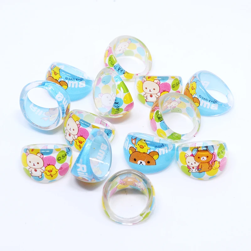 20 قطعة الكثير حلقة الدب مختلطة الاطفال خواتم جميلة الكرتون Rilakkuma الحيوان الدائري الأطفال مجوهرات للبنات هدايا الحفلات بالجملة